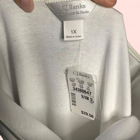 NWT CJ Banks Cottagecore Cafe Graphic Tee – White 1X - Whimsical Patio Scene - Picture 6 of 8